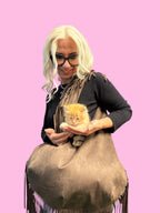 Lumina Moon bag scamosciata con frange
