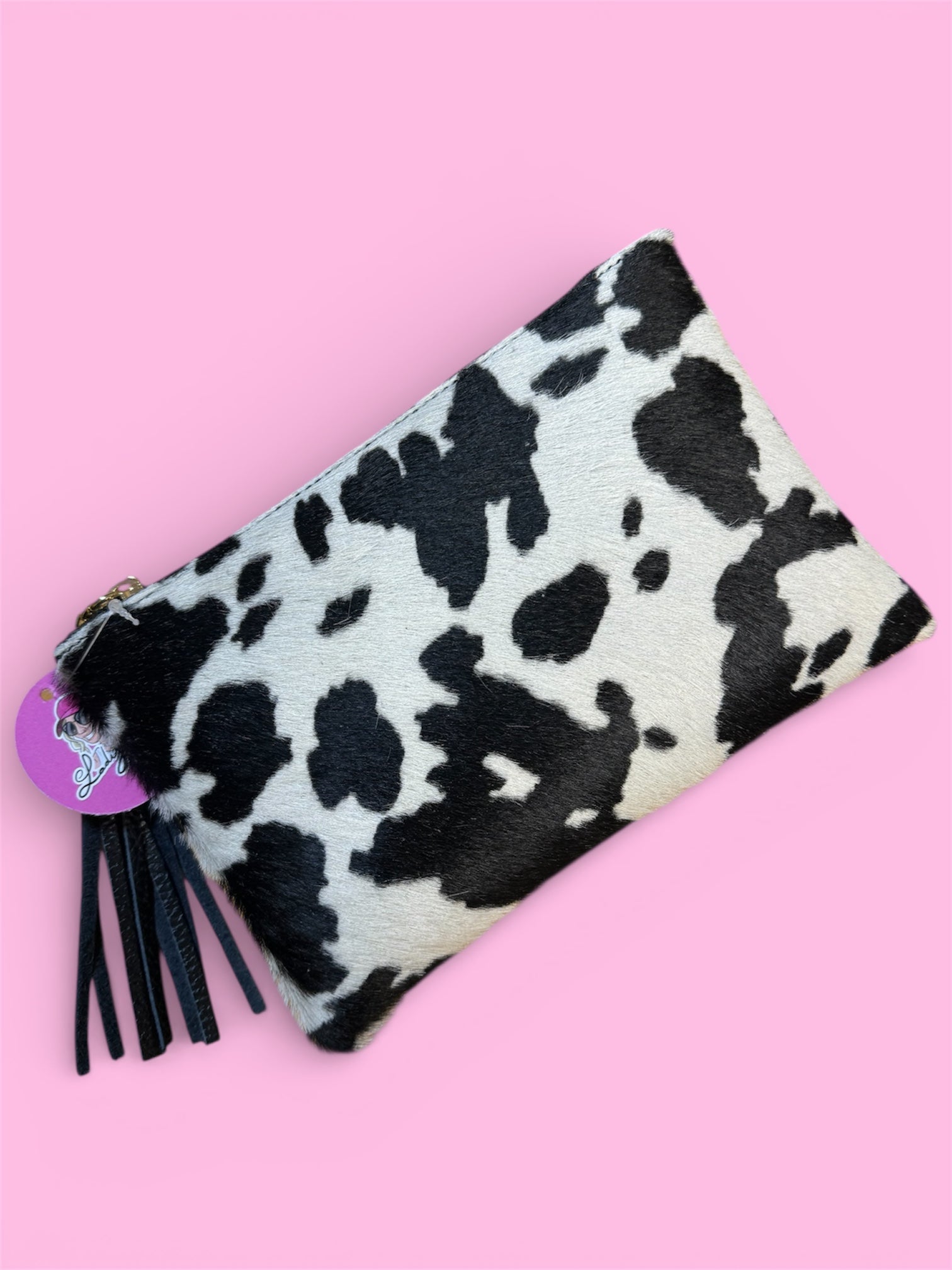 Pochette pelosa Muccata black and white