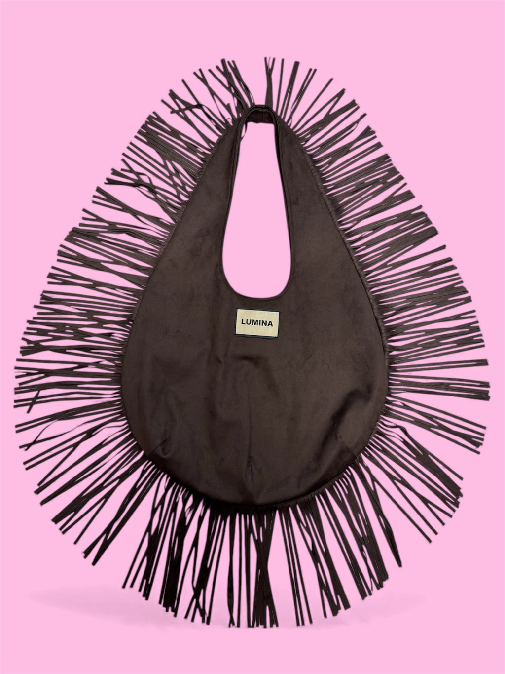 Lumina Moon bag scamosciata con frange