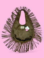Lumina Moon bag scamosciata con frange