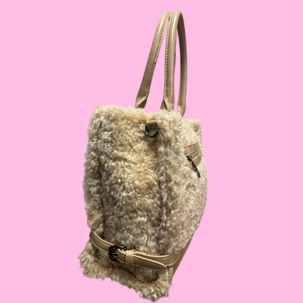 Fluffy rabbit bag beige