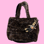 Borsa Fluffy Leopard Black