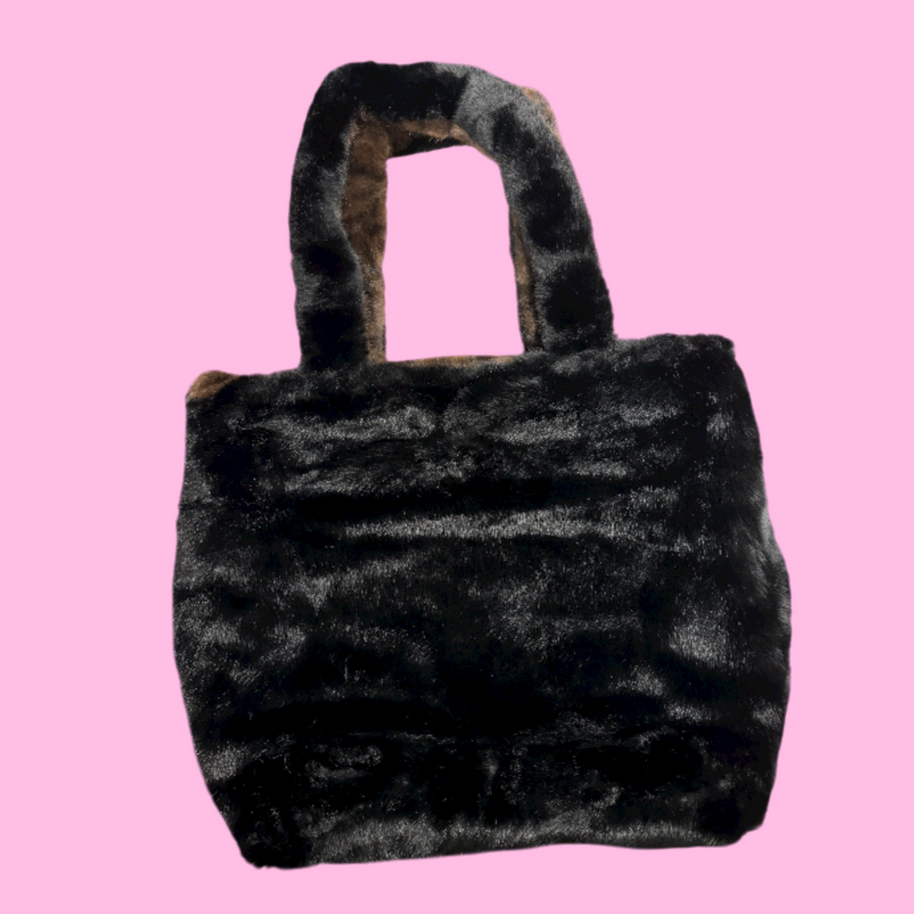 Borsa Fluffy Leopard Black