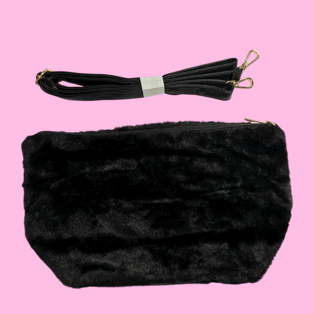 Borsa Fluffy Leopard Black