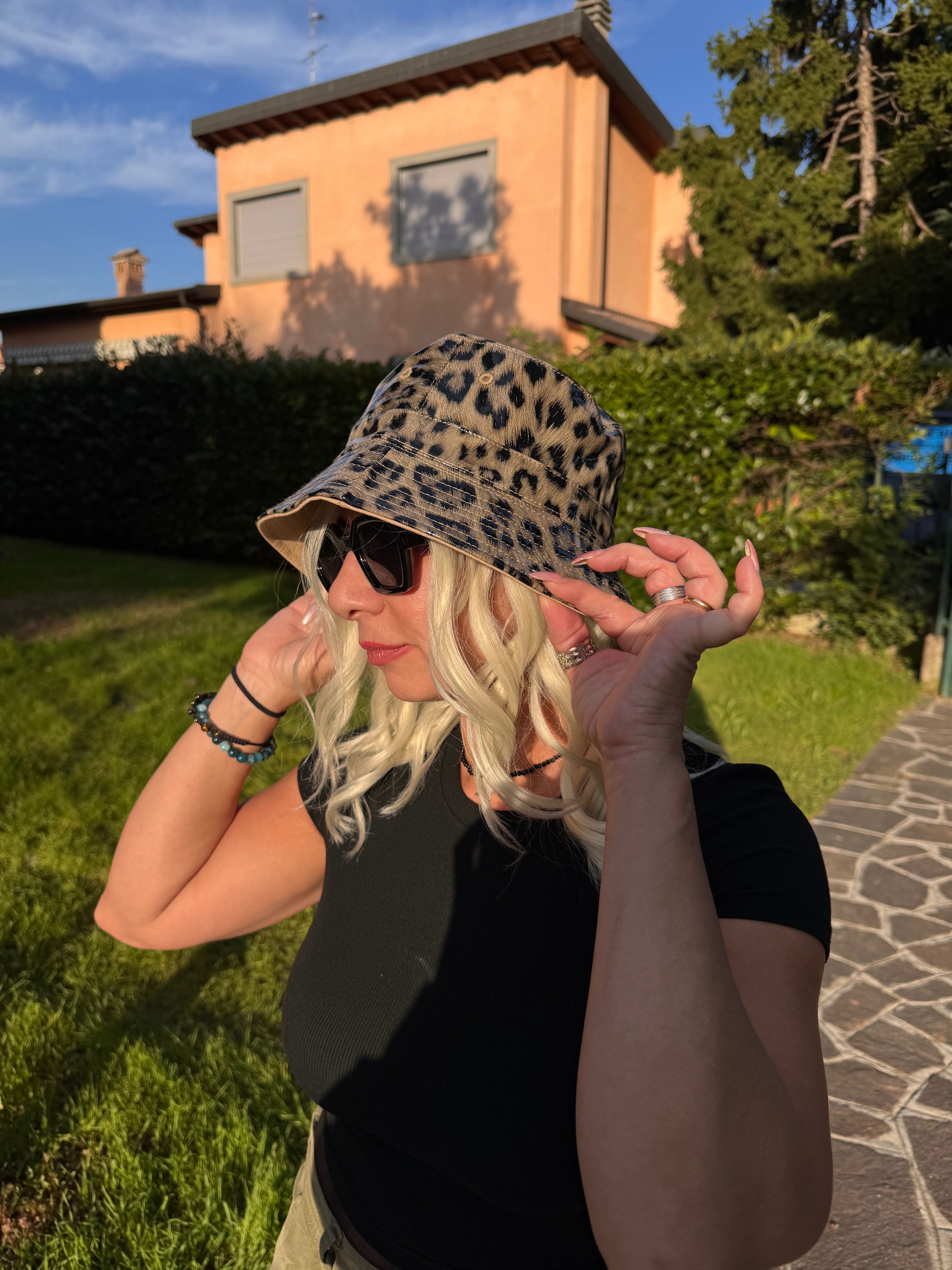 CAPPELLO PESCATORE LEOPARD - Reversibile!