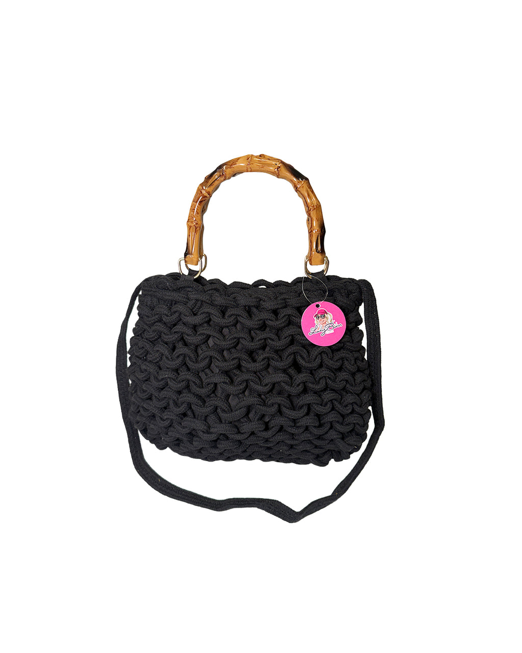 Borsa Bambù in fettuccia intrecciata - Black