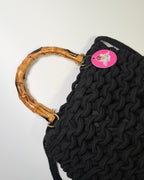 Borsa Bambù in fettuccia intrecciata - Black