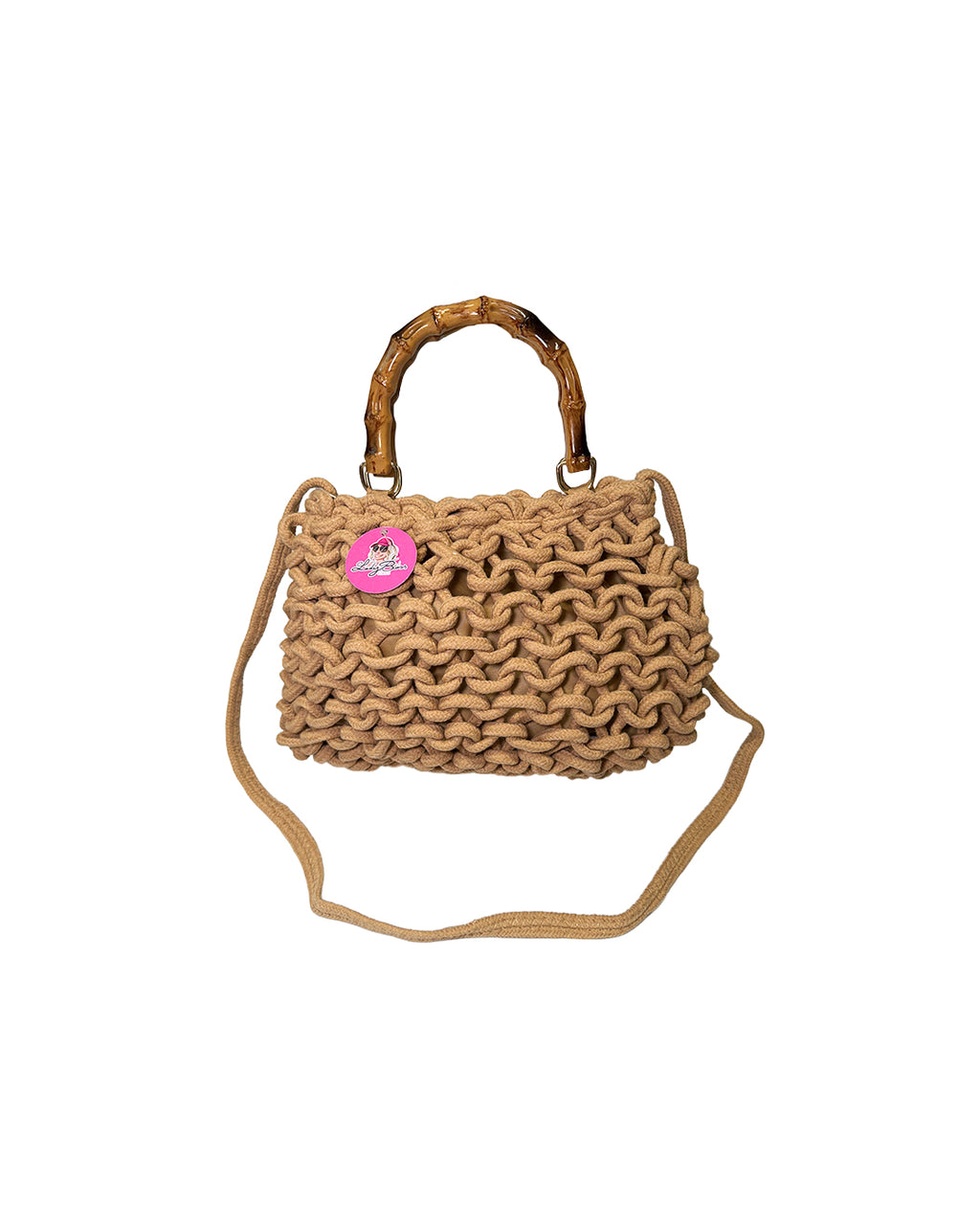 Borsa Bambù in fettuccia intrecciata - Beige