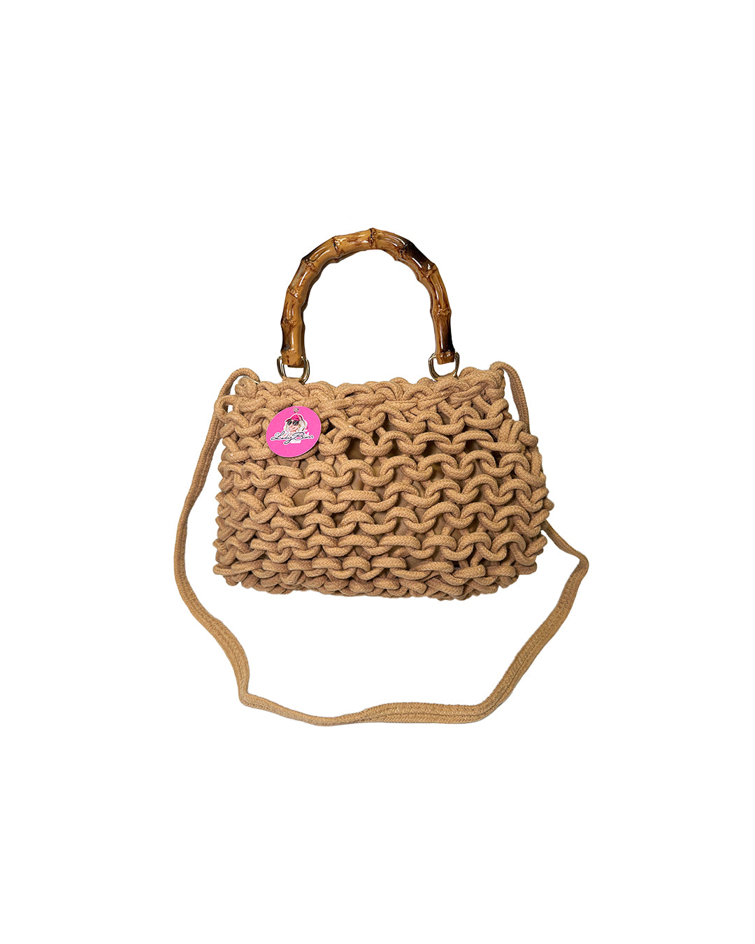 Borsa Bambù in fettuccia intrecciata - Beige