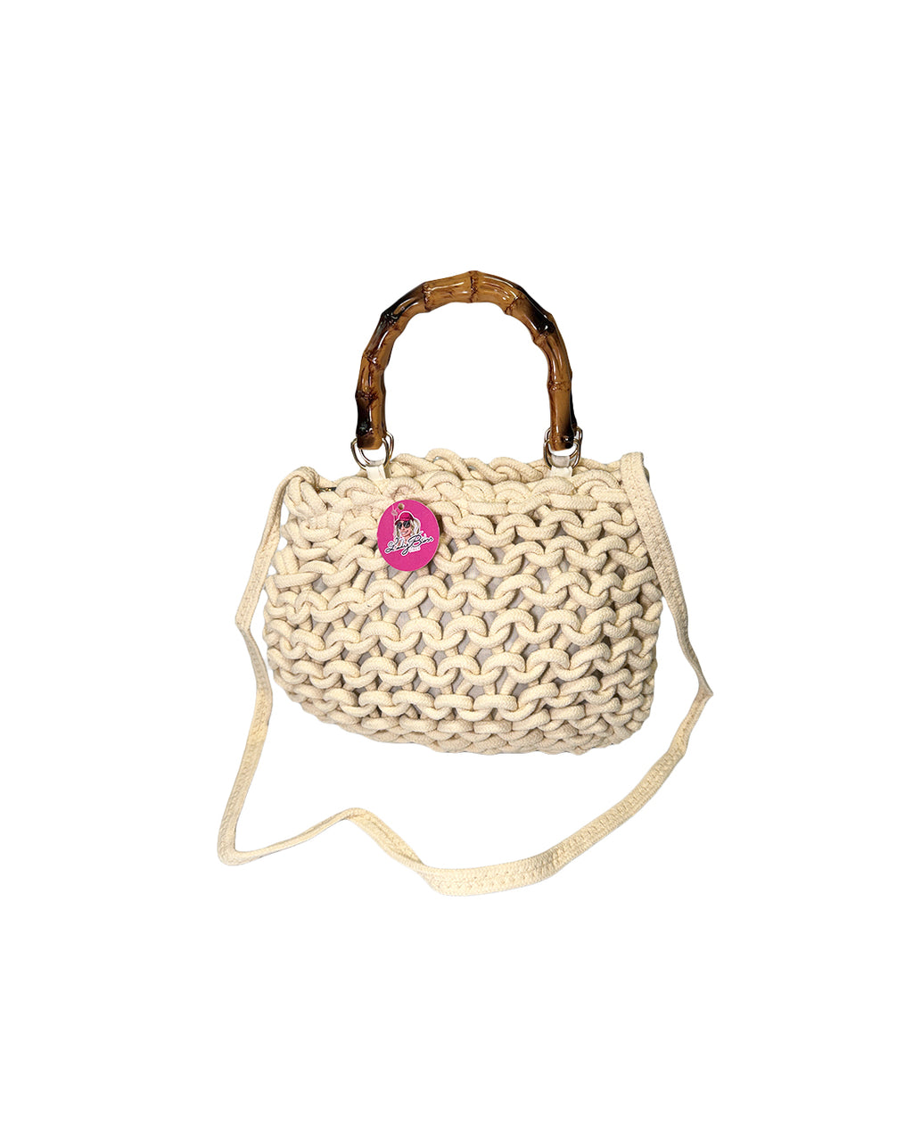 Borsa  Bambù in fettuccia intrecciata - White