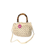 Borsa  Bambù in fettuccia intrecciata - White